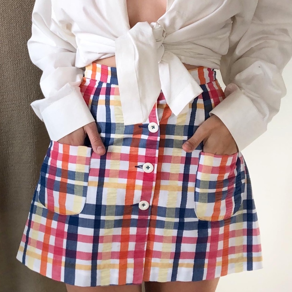 Vintage Rainbow gingham skort!